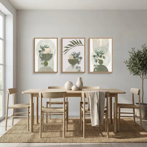 Vista 123 de FWIEXA Juego de Arte de Lienzo Bohemio Enmarcado para Pared, Cuadros Botánicos Verde Salvia Decoración de Pared, Impresiones de Arte de Plantas