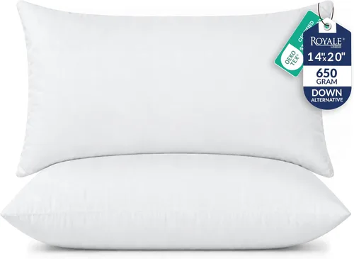 Vista 21 de ROYALE LINENS Relleno de almohada de 14 x 18 pulgadas, relleno alternativo de plumón, paquete de 1 almohada rectangular, almohadas de cama y sofá