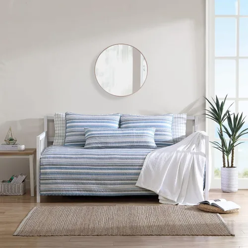 Vista 12 de Nautica - Juego de edredón Twin, ropa de cama de algodón suave y transpirable con sensación de peso medio, juego de cama reversible de 2 piezas