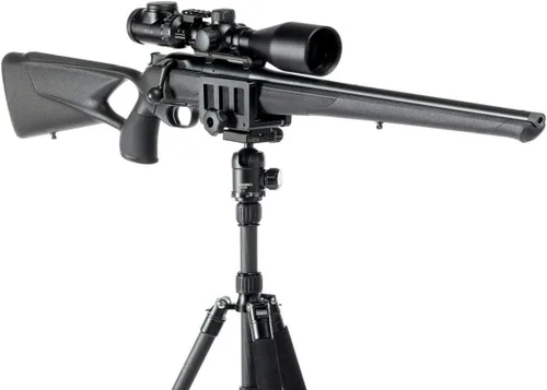 Vista 5 de Rifle Saddle Mount Rifle Clamp Adaptador de montaje de trípode Soporte de disparo de trípode preciso (negro)