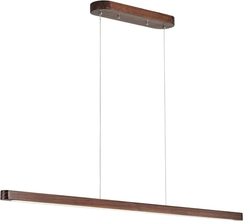Vista 14 de Lámpara colgante lineal natural de madera maciza de 3 luces, moderna lámpara colgante LED regulable, candelabro para mesa de comedor, isla