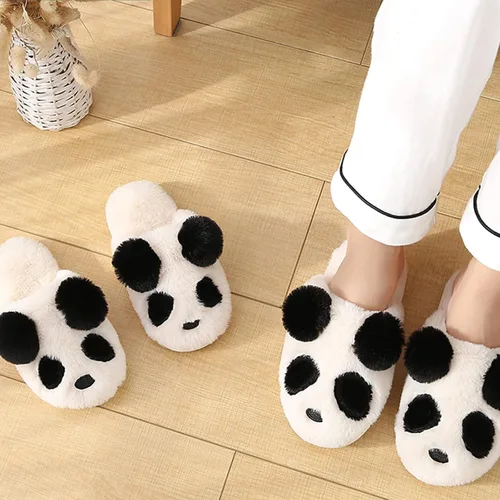 Vista 3 de Pantuflas de panda, pantuflas de panda de invierno, pantuflas cálidas adecuadas para mujeres y hombres adultos