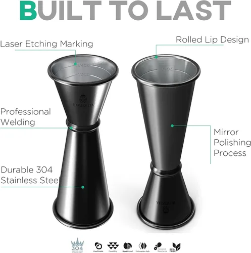 Vista 5 de Homestia Jigger para Bartending, taza de cóctel de doble medida de 2 oz y 1