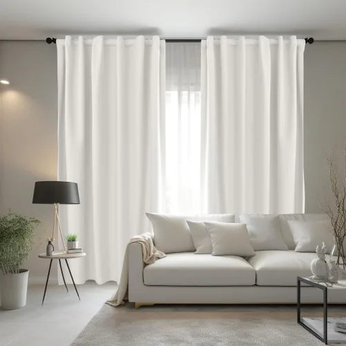Vista 8 de COTTON CRAFT Cortina Blanca - Panel de Ventana - Juego de 2 Cortinas - Grueso Telar de Pato de Algodón Reversible con Pestaña Superior para Ventana