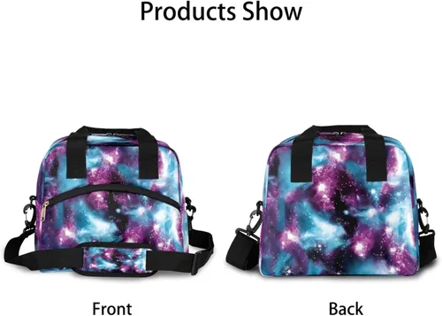 Vista 3 de Pardick Bolsa de almuerzo aislada con diseño de galaxia colorida para mujeres y hombres y adultos, con purpurina, grande, hielera, térmica A01