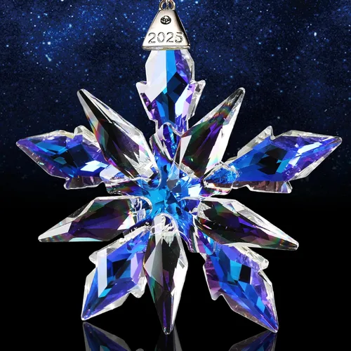Vista 8 de XIANGBAN Edición 2025 Adornos de copo de nieve de cristal, adornos de Navidad, regalos para el hogar (2023-multicolor)
