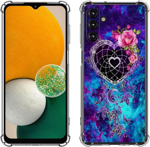 Vista 23 de Samsung Galaxy A14 5G - Funda para teléfono celular, diseño de flores de mariposa azul, a prueba de golpes, TPU con bordes elevados, compatible