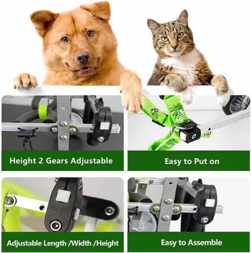 Vista 4 de Dog Wheelchair for Back Legs, Lightweight Aluminum Alloy Dog Wheelchair, for Small Pets Hind Limbs Dog Carts with Wheels, Adjustable(L(Widen))