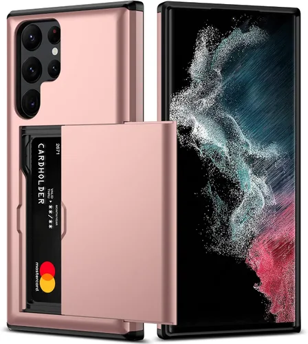 Vista 13 de Nvollnoe Funda para Samsung S22 con tarjetero 5G de 6.1 pulgadas, delgada, de doble capa, resistente, protector para Galaxy S22, funda con ranura