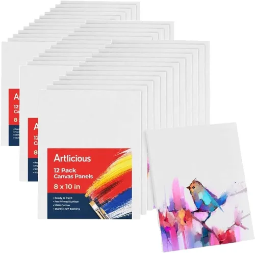 Vista 16 de Artlicious Lienzos para pintar – Paquete de 12,4 x 4 pulgadas de lienzo blanco – Paneles de arte 100% algodón para pintura al aceite, acrílico