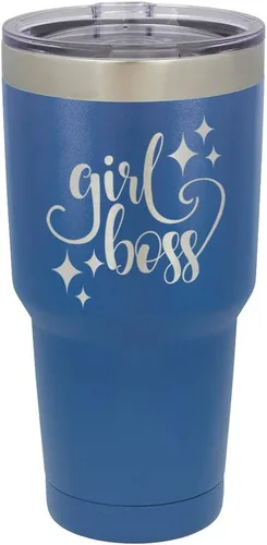 Vista 12 de GIRL BOSS - Vaso grabado con láser de acero con recubrimiento de polvo para viaje, sin BPA, para mantener tu bebida fría o caliente, idea de regalo