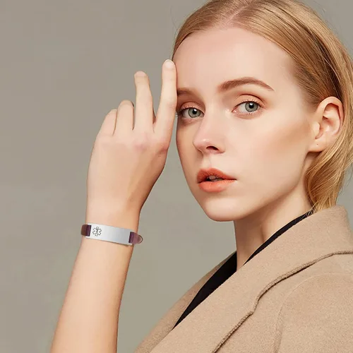 Vista 66 de MPRAINBOW Pulsera de alerta médica personalizada para mujer, correa de reloj de cuero genuino, grabado de doble cara, diabetes, epilepsia, joyería