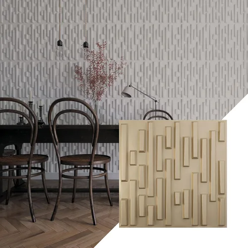 Vista 28 de Ekena Millwork 19 5/8 pulgadas de ancho x 19 5/8 pulgadas de alto, ladrillo escalonado EnduraWall decorativo 3D, cobre envejecido
