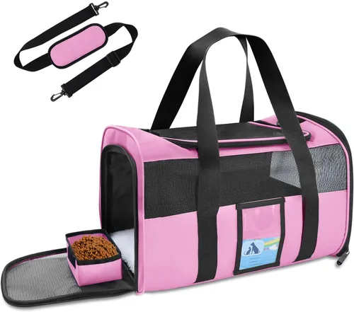 Vista 8 de Transportador Refrze para mascotas aprobado por aerolíneas, transportadores para gatos para gatos medianos y gatos pequeños, transportadores suaves