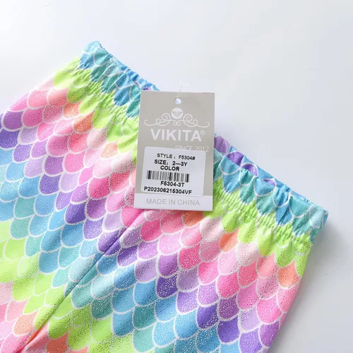 Vista 5 de VIKITA Leggings elásticos para niñas con escamas brillantes, pantalones ajustados de colores elegantes para fiesta de cumpleaños de 2 a 12 años