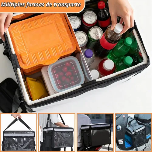 Vista 6 de TooCust Bolsas aisladas para entrega de alimentos, 16.5 x 11.4 x 11.8 pulgadas, bolsa de entrega de alimentos aislada comercial con división, bolsa
