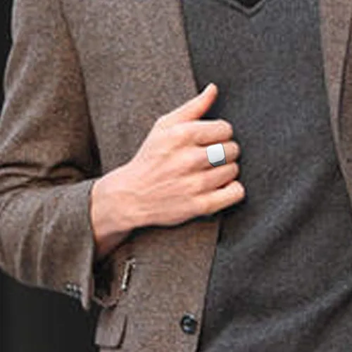 Vista 4 de Anillo de motero enhong, sello, anillo de acero pulido sólido, para hombre, ideal como regalo, tamaño de 17-38cm, color oro, negro o plata