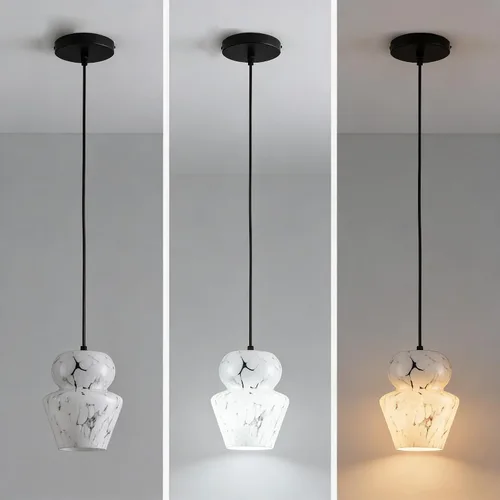 Vista 6 de Lámpara colgante industrial con pantalla de cristal, color negro mate, iluminación colgante ajustable estilo retro industrial, luz colgante, lámpara