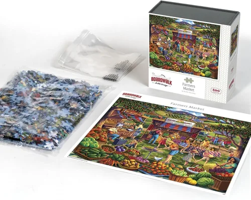 Vista 3 de Boardwalk Farmers Market - Rompecabezas de 500 piezas divertido de verano con caja premium, regalo para adultos y familia de 16 x 20 pulgadas