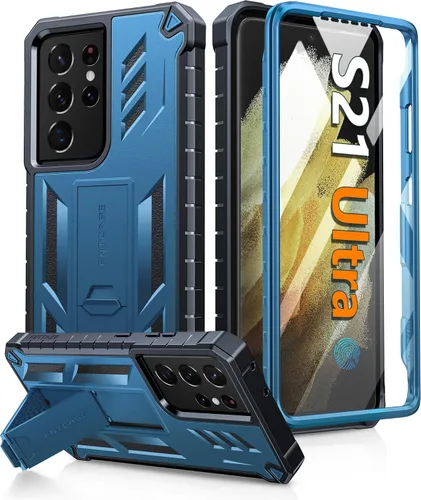 Vista 10 de FNTCASE Funda para Samsung Galaxy S21-Ultra: funda resistente de grado militar para teléfono celular con soporte Protección de TPU a prueba
