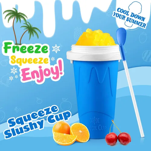 Vista 2 de Tgosomt Paquete de 2 Vasos para Hacer Granizados, Vaso de Batidos Mágico de Compresión Rápida, Vasos para Granizados Congelados DIY, Batidora