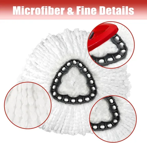 Vista 4 de Paquete de 3 cabezales de repuesto para trapeador, compatible con sistema EasyWring de 1 tanque Microfiber, Highly Absorbent, Machine Washable
