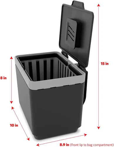 Vista 6 de GLAD Contenedor de abono para cocina, 1.5 galones, recipiente de plástico con cesta interior extraíble, soporte de almacenamiento de bolsas