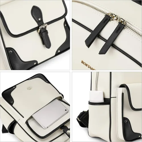 Vista 4 de BOSTANTEN Mochila de cuero genuino para mujer mochila pequeña de moda M