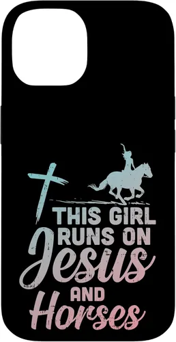 Vista 4 de Funda de regalo para iPhone 16 Girl Runs Jesus Horses Christian Horseback Equestre