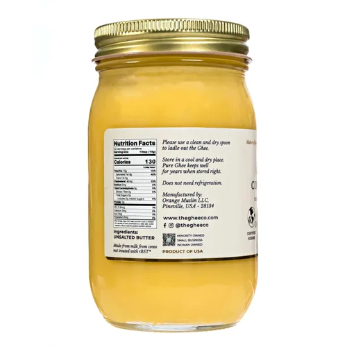 Vista 2 de The Ghee Co, Ghee de ganado alimentado con pasto, 16 oz, frasco de vidrio, hecho con mantequilla grado AA, ghee puro, mantequilla clarificada