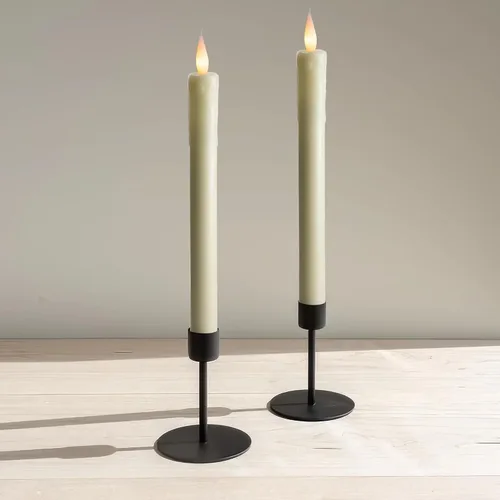Vista 3 de Paquete de 6 velas LED de 10 pulgadas sin llama de cera real de color marfil con control remoto, botón de encendido/apagado, regulable, modo