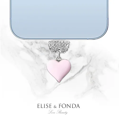 Vista 4 de ELISE & FONDA CP604 Puerto de carga USB Cristal Anti Polvo Plug Little Love Heart Phone Charm para iPhone 13/12/11/XS MAX/XR/X/8 Plus/7/6S/8/SE iPad