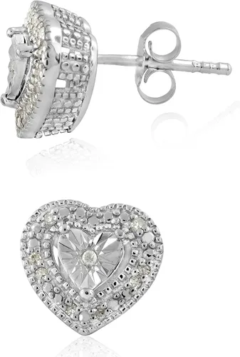 Vista 4 de Aretes de perno con solitario con apariencia de diamante blanco hechos de plata esterlina