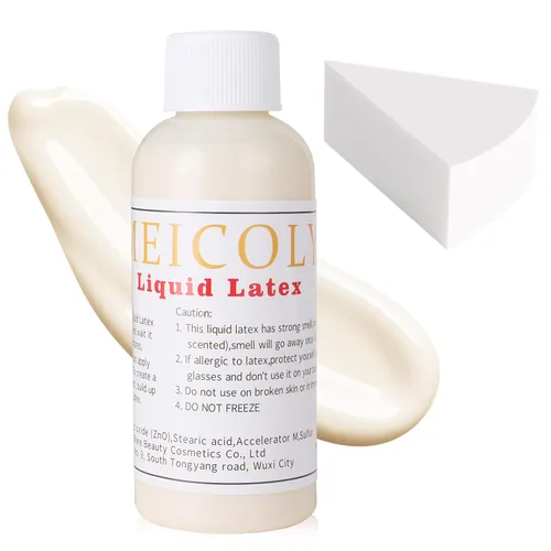 Vista 12 de MEICOLY Látex líquido blanco transparente con esponja para maquillaje de hilo de madera, disfraz de Halloween SFX efectos especiales maquillaje