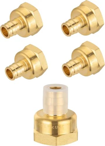 Vista 5 de Paquete de 2 accesorios de latón de expansión EFIELD Pex A de 1/2 x 1/2 pulgadas, codo hembra NPT para conexión de tubo Pex-A, ASTM F1960