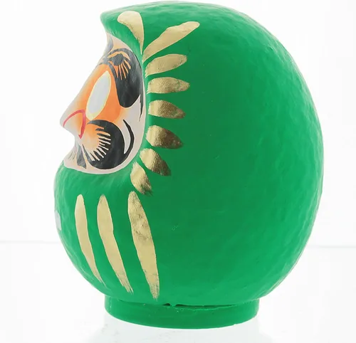 Vista 2 de Muñeca Daruma - Hecho en Japón - Bienestar y crecimiento (verde, mediano 4.7 pulgadas)