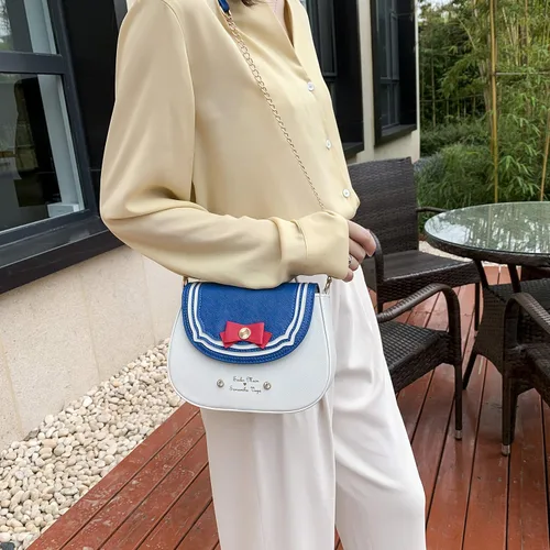 Vista 7 de Sunwel Fashion Bolso cruzado pequeño Kawaii Anime Cosplay bolso de hombro con cadena de lazo