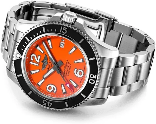 Vista 3 de Reloj Breitling Superocean de 1.654 pulgadas para hombre, 1,640.4 ft, impermeable, A17366D71O1A1, Naranja, Reloj de buceo