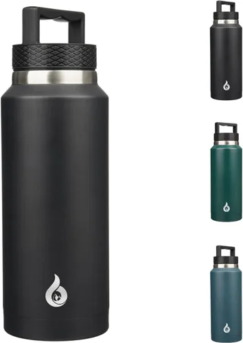 Vista 30 de BJPKPK Botella de agua aislada de un galón (128 onzas), de acero inoxidable, apta para lavavajillas, jarra sin BPA con mango ergonómico y parte
