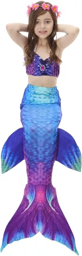 Vista 3 de GALLDEALS Traje de baño de sirena para niña, traje de baño de princesa (sin monoaleta)