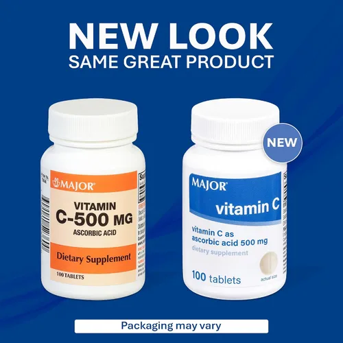 Vista 3 de MAJOR Vitamina C-500 mg de ácido ascórbico - Tabletas de vitamina C - Suplemento dietético - 100 unidades (1 paquete)