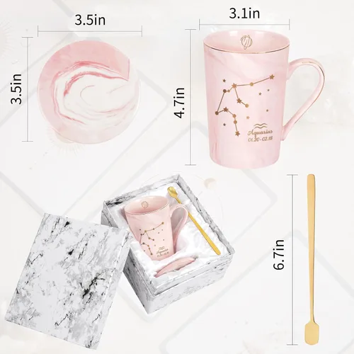Vista 7 de YHRJWN Regalos de Acuario para Mujeres, Taza de Café de Constelación de Acuario, Regalos de Cumpleaños de Enero y Febrero para Mujeres Amantes