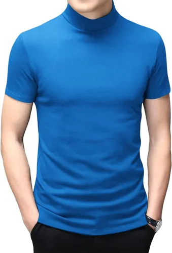 Vista 11 de Men's T Shirt Short Sleeve Basic Mock Turtleneck Tops Verde militar