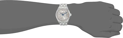 Vista 5 de Hamilton Reloj Jazzmaster Reloj automático suizo con corazón abierto de 1.654 in, esfera beige, pulsera de acero inoxidable plateado
