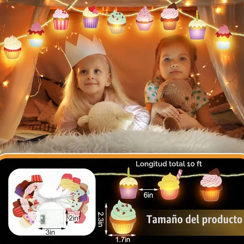 Vista 4 de VIHOSE - Guirnalda de 20 luces LED para cupcakes, 10 pies, funciona