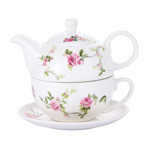 Vista 8 de Juego de té para uno, juego de tetera y taza de porcelana, tetera para uno Juego de té floral de regalo para mujeres, orquídeas
