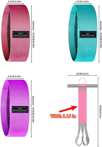 Vista 6 de Banda de resistencia para pedal de yoga, juego de bandas de resistencia de tela, bandas de ejercicio de 20 a 120 libras para hombres y mujeres