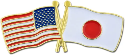 Vista 155 de PinMart Pin de solapa esmaltado con bandera de la amistad cruzada de Estados Unidos y el mundo