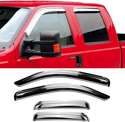 Vista 22 de CL4P01 - Deflector de ventilación de viento para ventana lateral original, 4 piezas de montaje exterior, bonito juego de protectores de lluvia