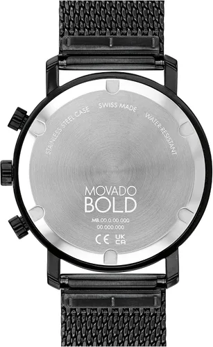 Vista 3 de Movado Mens Bold Evolution Swiss Quartz Watch with Stainless Steel Mesh Bracelet Black